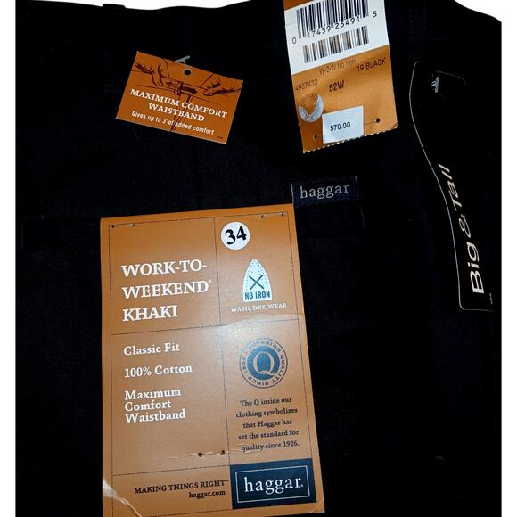Haggard Work-To-Weekend Men's New Pants Black Khaki Pants - Size: 52x34 - Picture 4 of 5